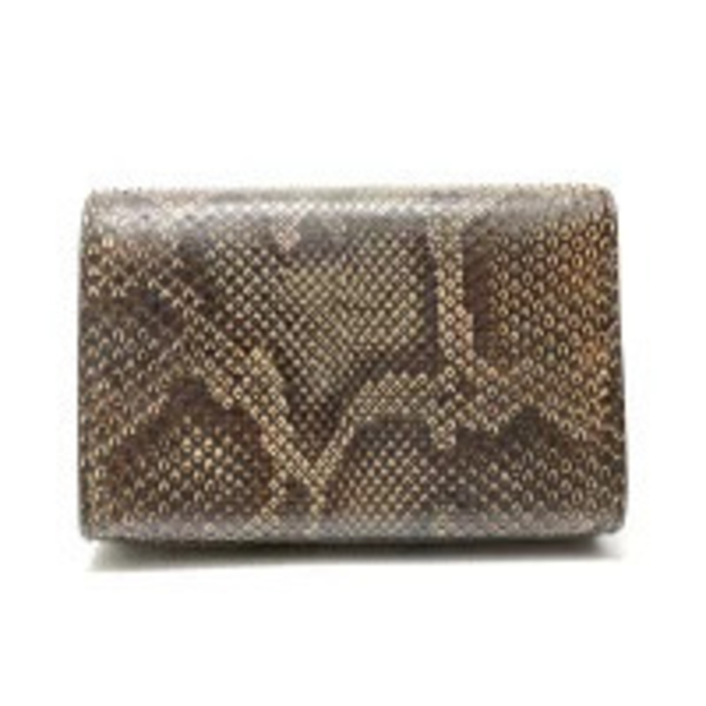Saint Laurent Yves Kate YSL Python Shoulder Bag Brown